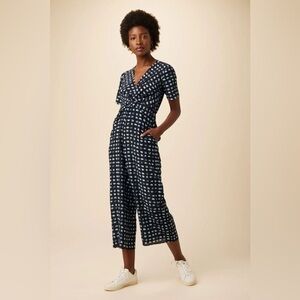 Amour Vert Fantasia Washable Silk Twisted Wide Leg Jumpsuit in Squared Up